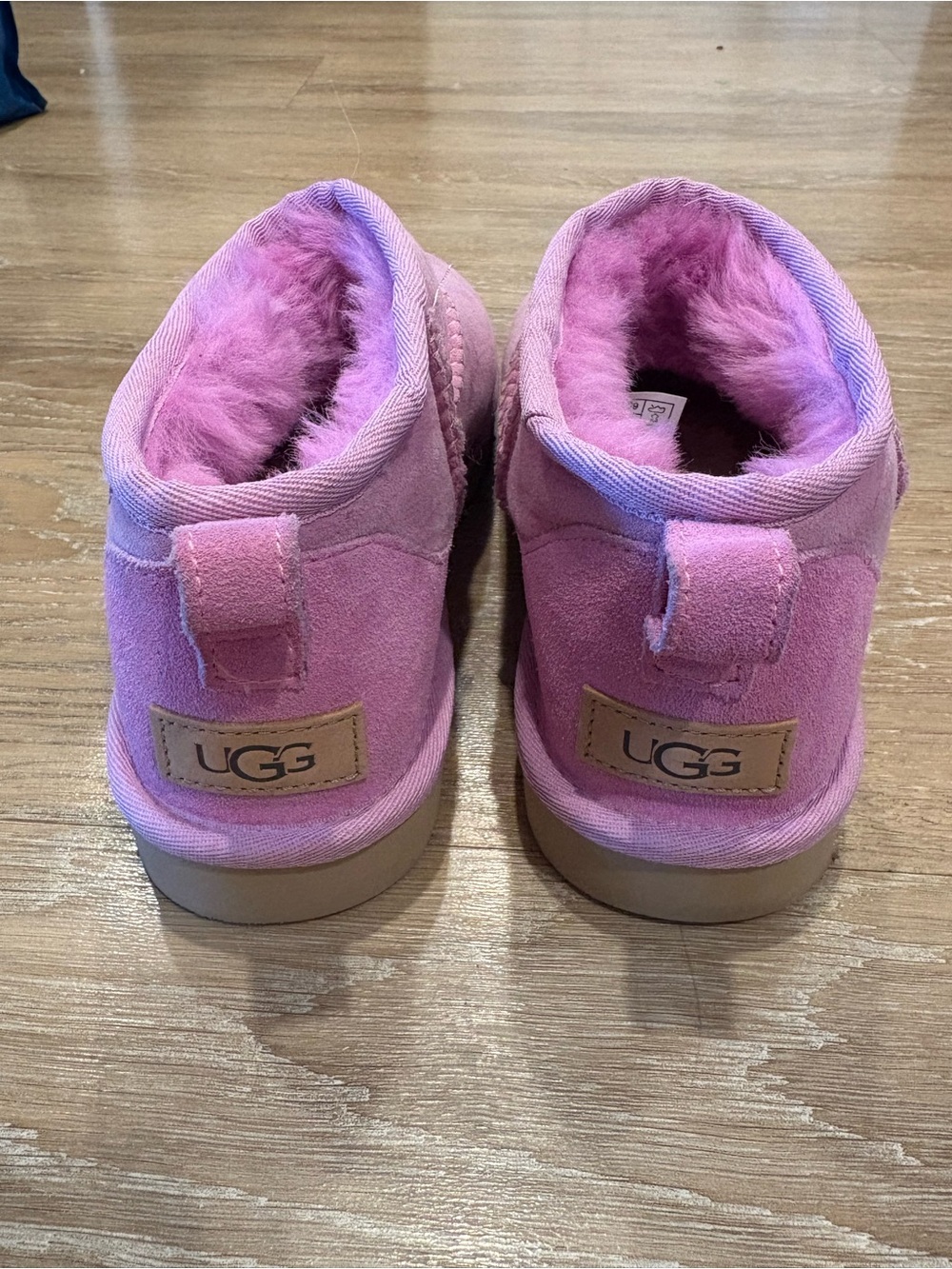 UGG Pink Suede Sheepskin Ankle Booties